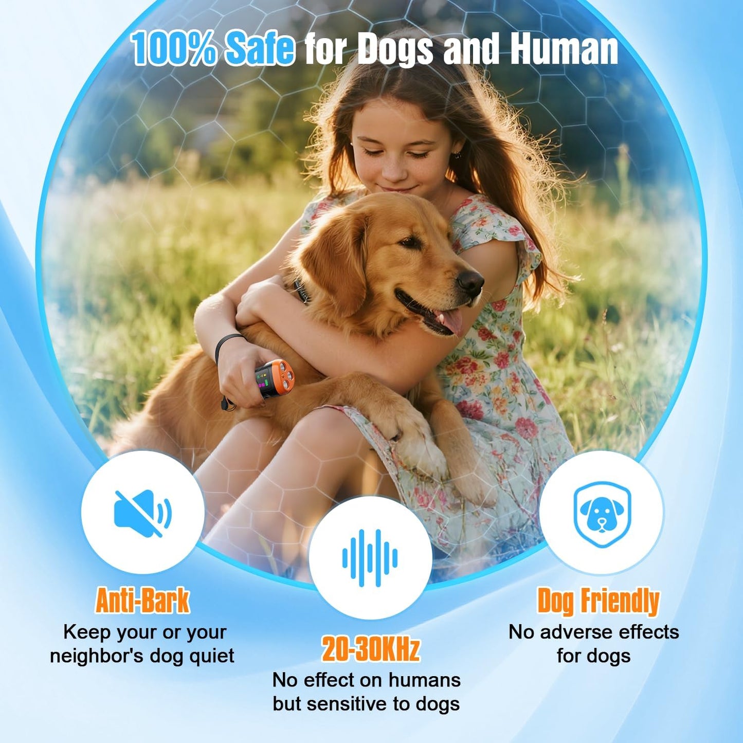 Dog Bark Deterrent Devices, 3X anti Barking Device for Dogs Ultrasonic Dog Training, up to 50FT Bark Control Dog Barking Silencer, Correct Bad Behavior Indoor Outdoor Portable Dog Barking Stopper