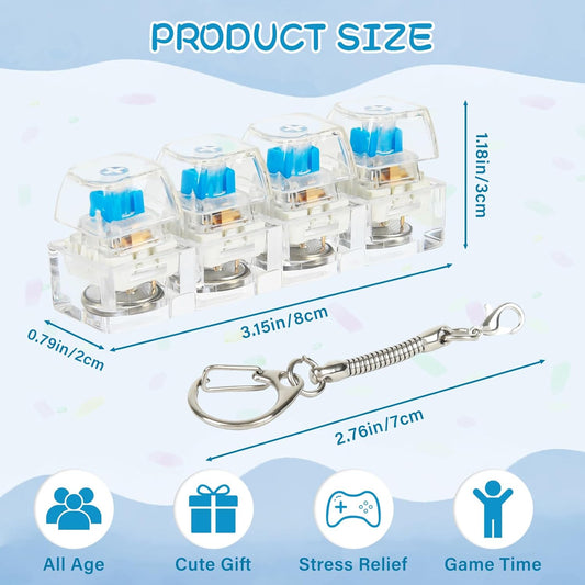 2 Pcs Keyboard Fidget Toy Light Up, Loud Fidget Keyboard Clicker, Keychain 4-In-1 with Cat Keycaps, for Adult to Relief Stress