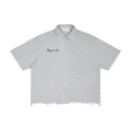 Unisex Distressed Plaid Boxy Shirt