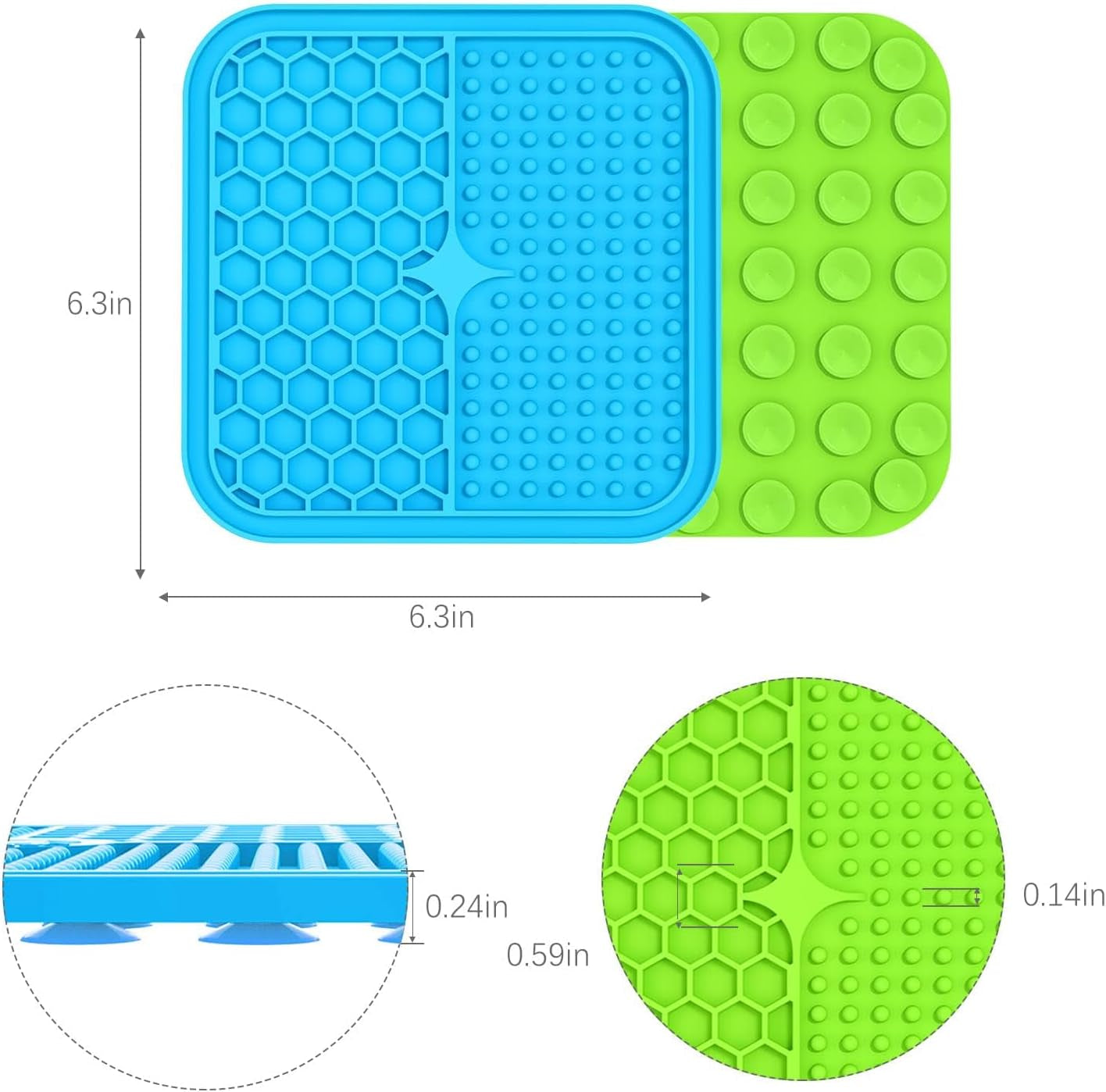 2PCS Small Lick Mat for Dogs and Cats, Licking Mats for Dog Anxiety Relief, Cat Peanut Butter Lick Pad for Boredom Reducer, Dog Treat Mat Perfect for Bathing Grooming Blue&Green