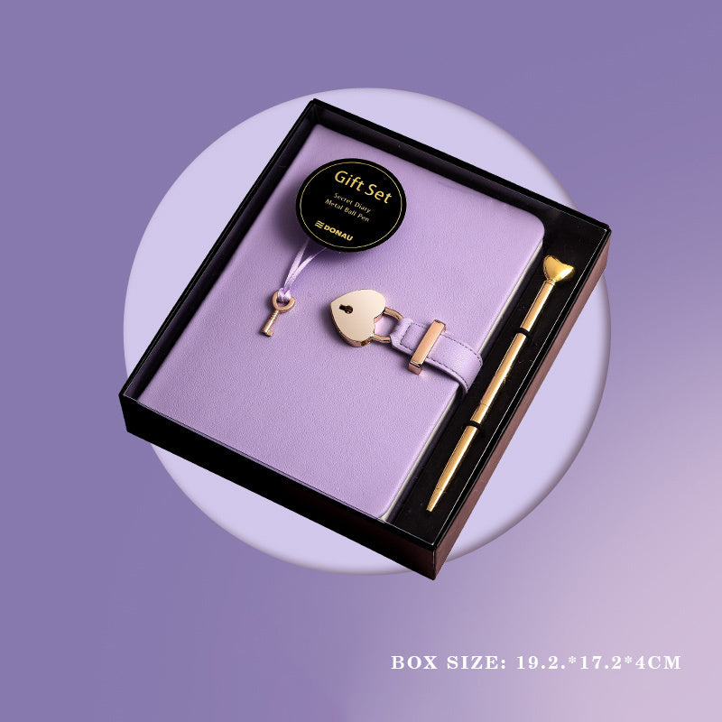 Fashion Creative Heart-shaped Sheepskin Lock Journal