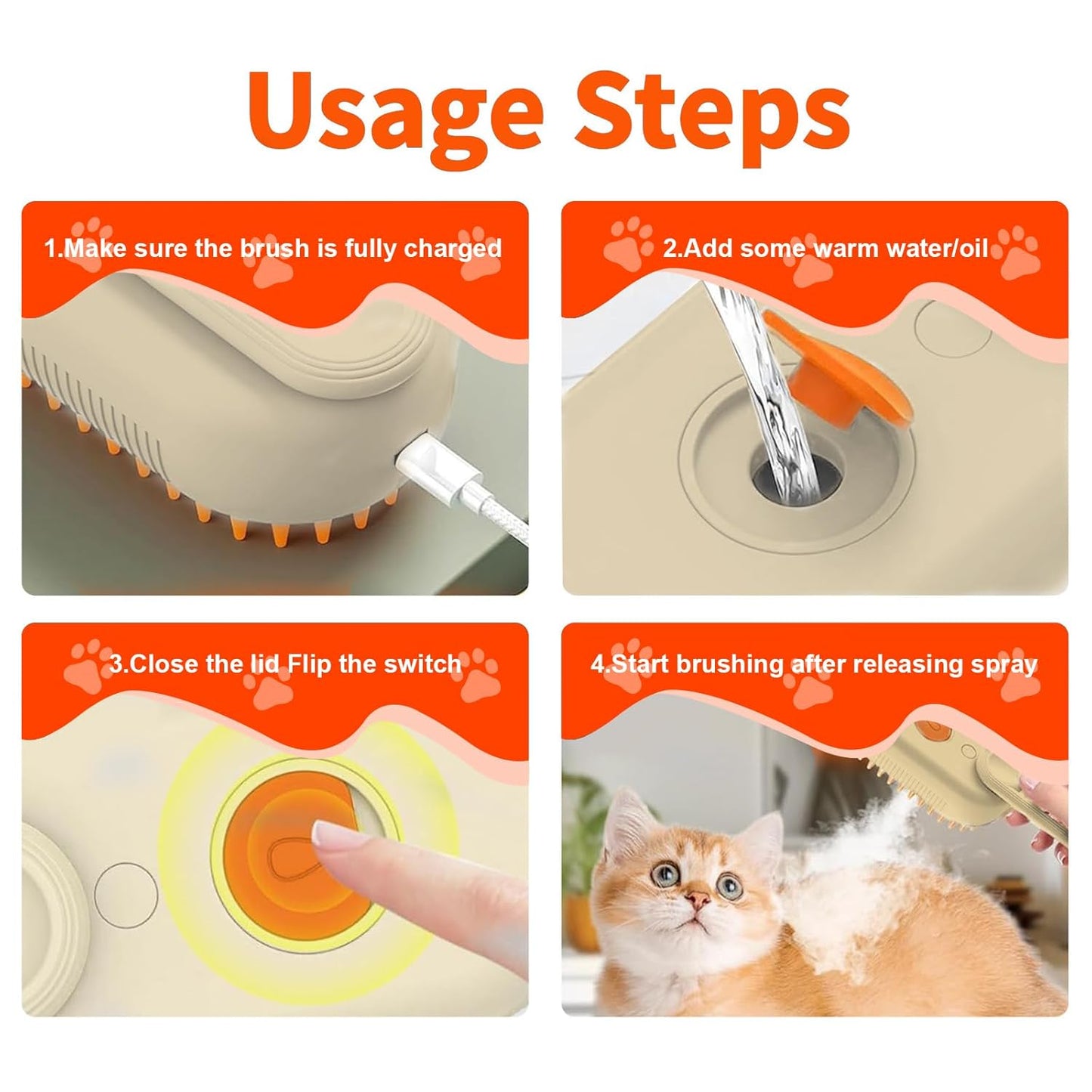 4-In-1 Steam Brush for Dogs & Cats - Pet Grooming Brush with Steam, Deshedding, Bath Spray & Massage, Professional Grooming Tool for Indoor Cats and Long/Short Hair Pets​​ (Green)