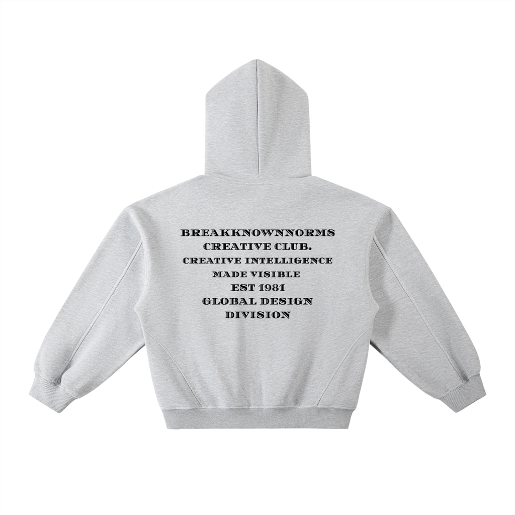 Contrast-Stitched Boxy Fleece Hoodie