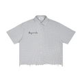 Unisex Distressed Plaid Boxy Shirt