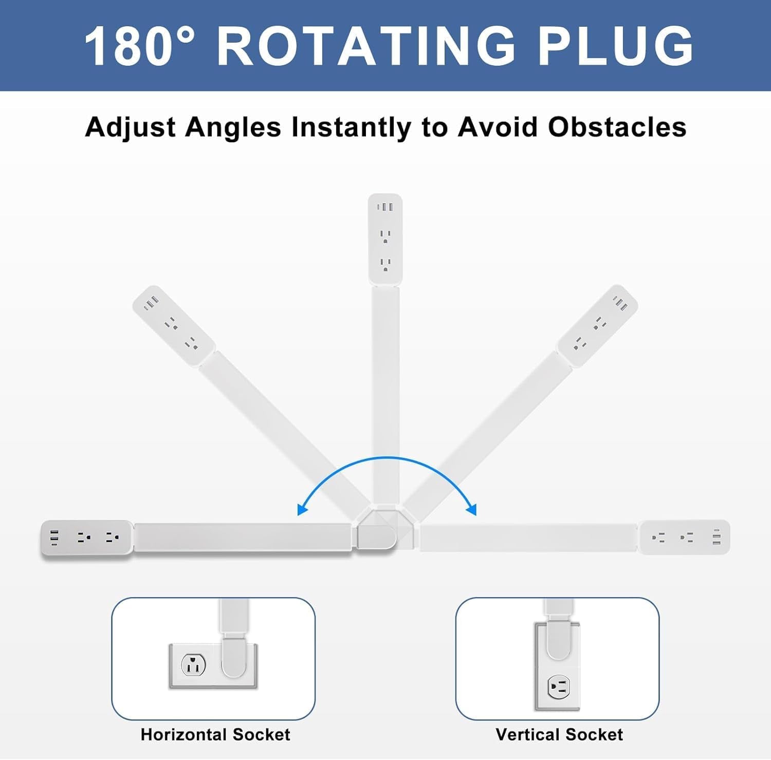 Electrical Outlet Extender Stick - Features USB-A, USB-C and 2 AC Outlets, Extends 22"-34", Rotates 180° Access Hard-To-Reach Outlets, Wall Plug Power Socket Expander Nightstands, Sofa, Desks and More