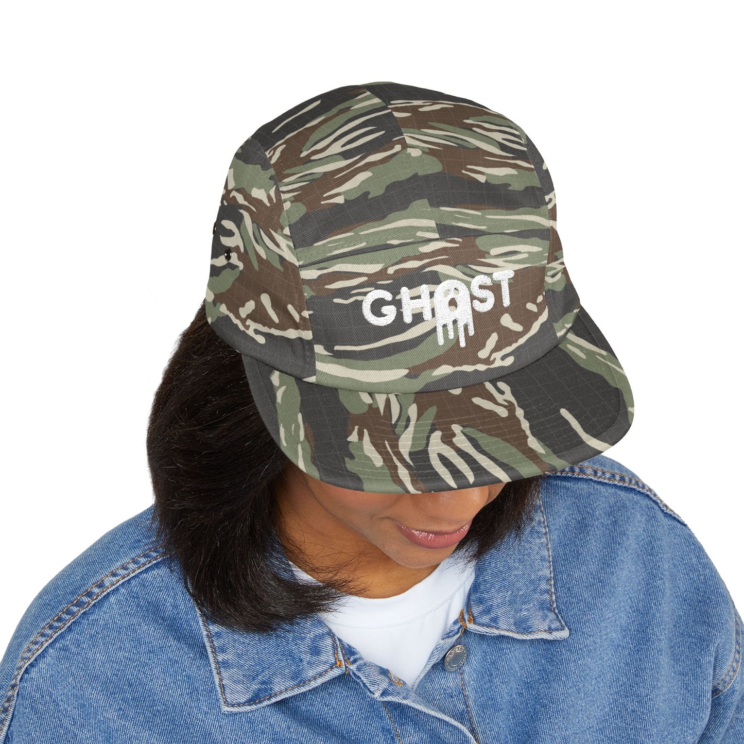 Ghost Embroidered 5 Panel Cap - Urban Style Hat for Trendsetters