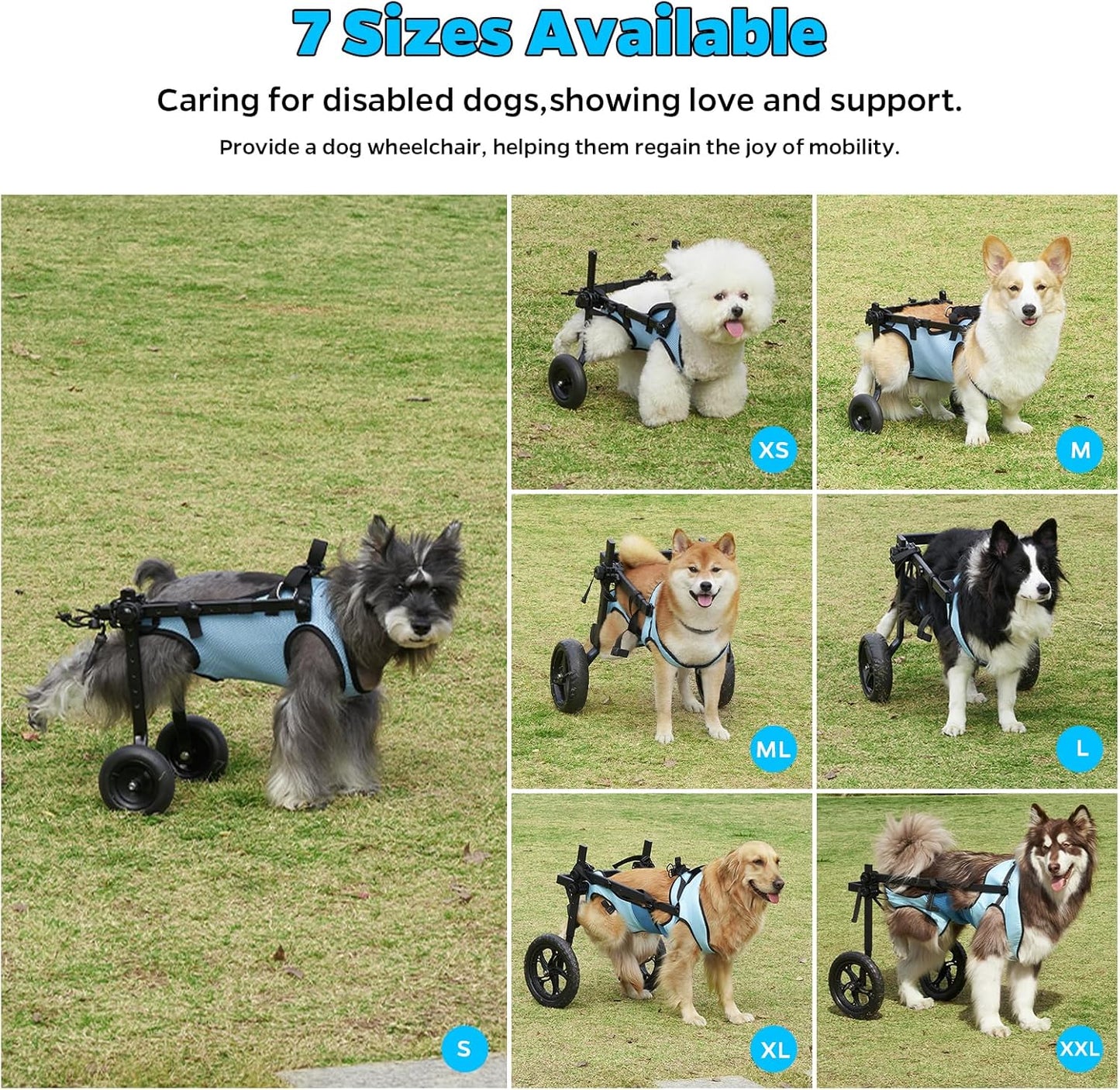 Dog Wheelchair for Back Legs, Dog Wheelchair Cart, Doggy/Cat Wheelchairs with Disabled Hind Legs Walking, Mobility Aids for Small Pets Hind Limbs, Dogs Carts with Wheels, Light Weight,S