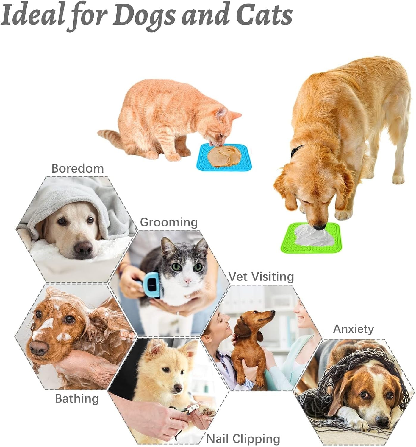 2PCS Small Lick Mat for Dogs and Cats, Licking Mats for Dog Anxiety Relief, Cat Peanut Butter Lick Pad for Boredom Reducer, Dog Treat Mat Perfect for Bathing Grooming Blue&Green