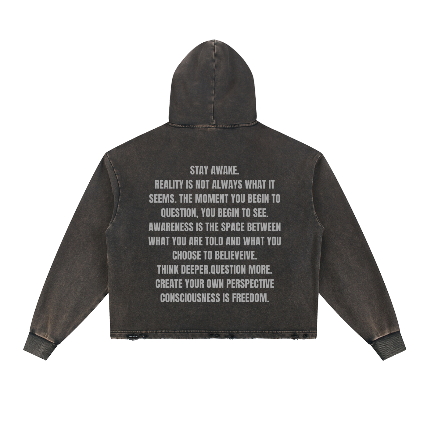 Vintage Washed Frayed-Hem Hoodie