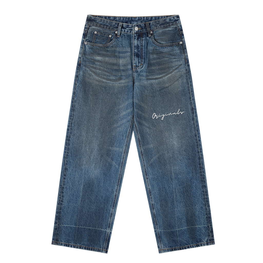 Vintage Wash Baggy Denim Jeans