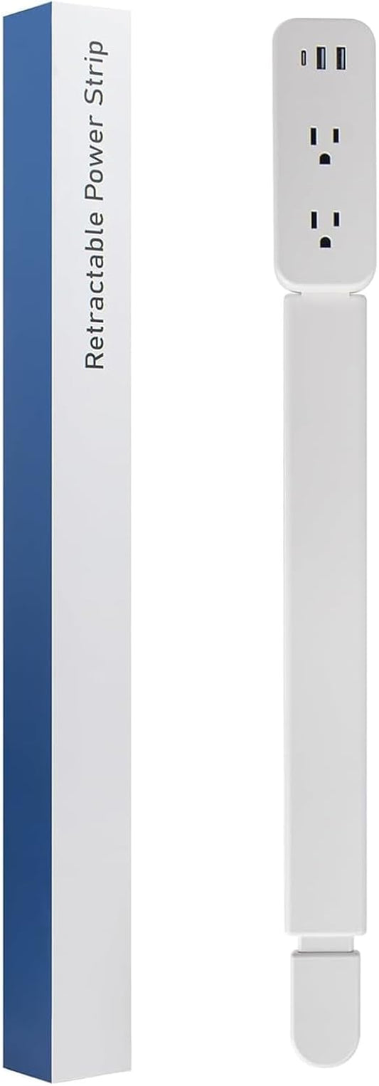 Electrical Outlet Extender Stick - Features USB-A, USB-C and 2 AC Outlets, Extends 22"-34", Rotates 180° Access Hard-To-Reach Outlets, Wall Plug Power Socket Expander Nightstands, Sofa, Desks and More
