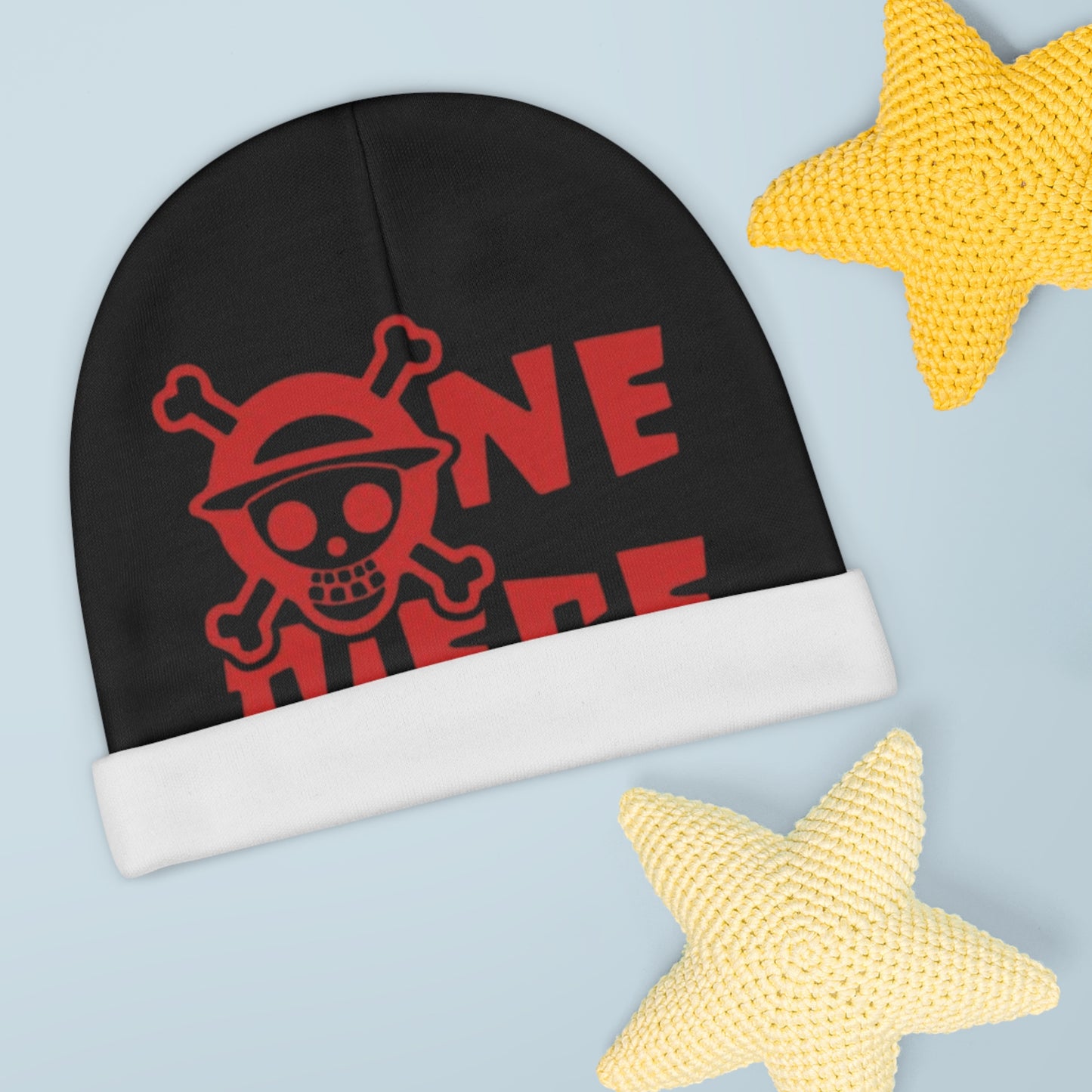 One Piece Baby Beanie - Black AOP Hat for Young Anime Fans