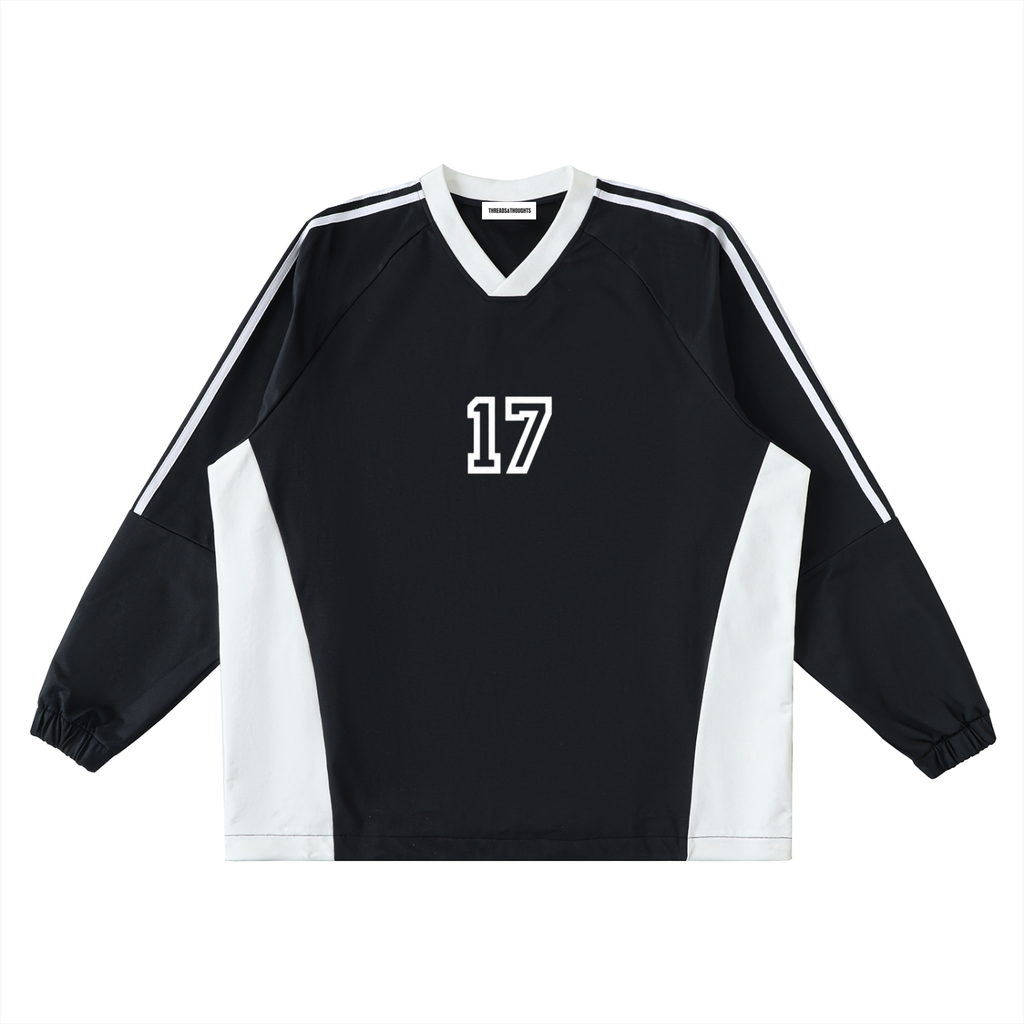 Color-Block V-Neck Long-Sleeve T-Shirt
