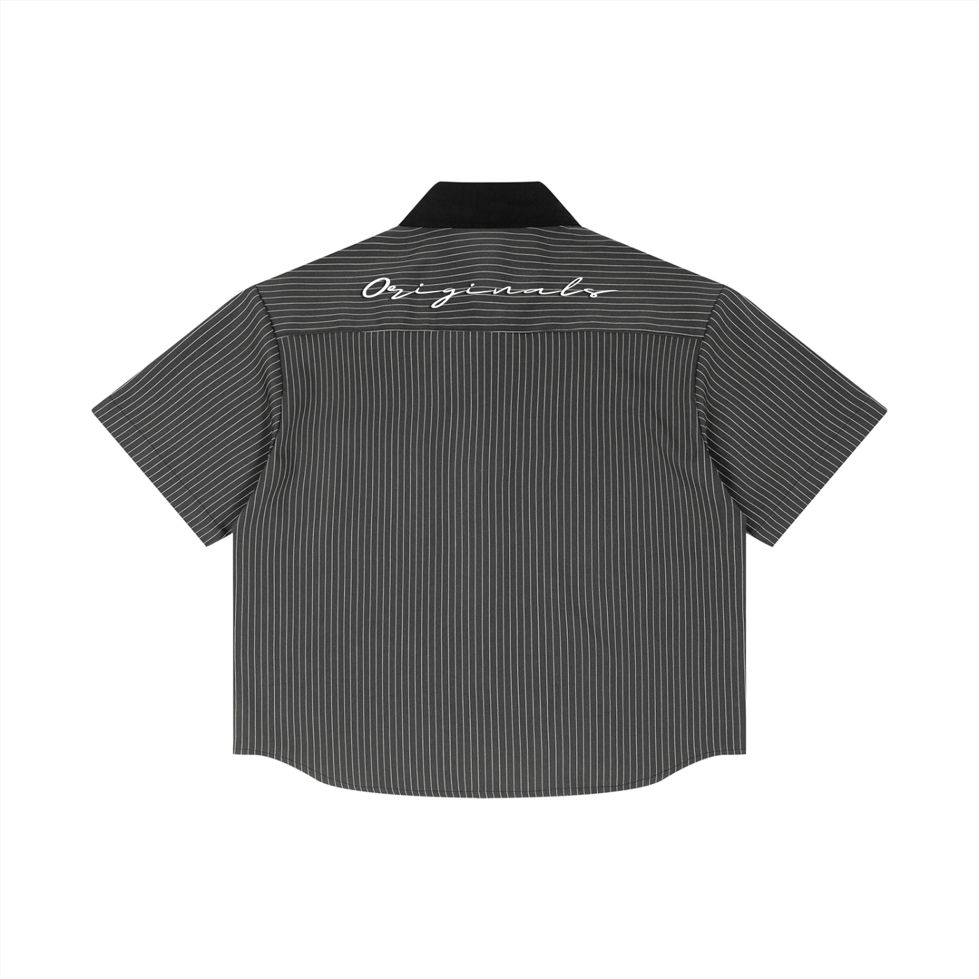 Unisex Striped Boxy Contrast Collar Shirt