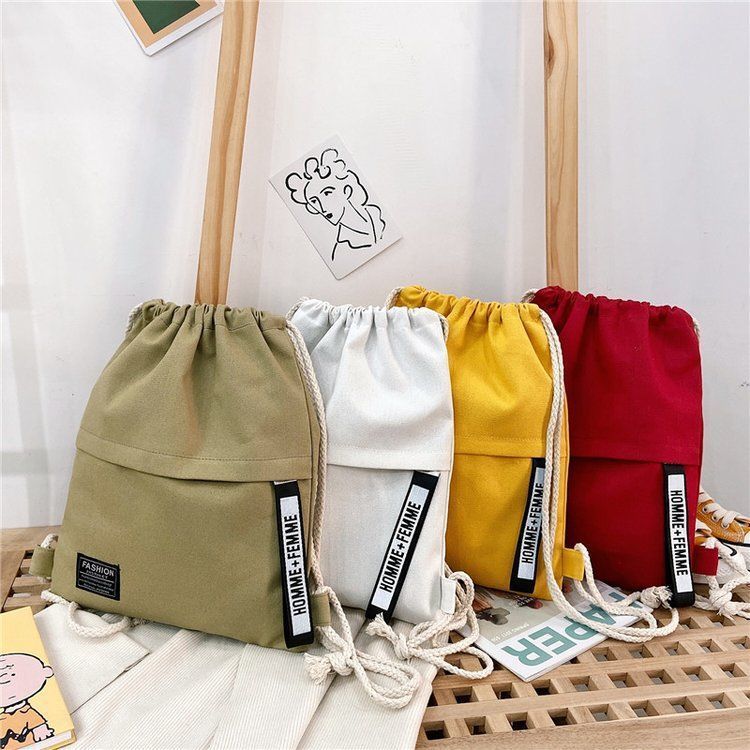 Canvas Simplicity Pocket Canvas Drawstring Backpack