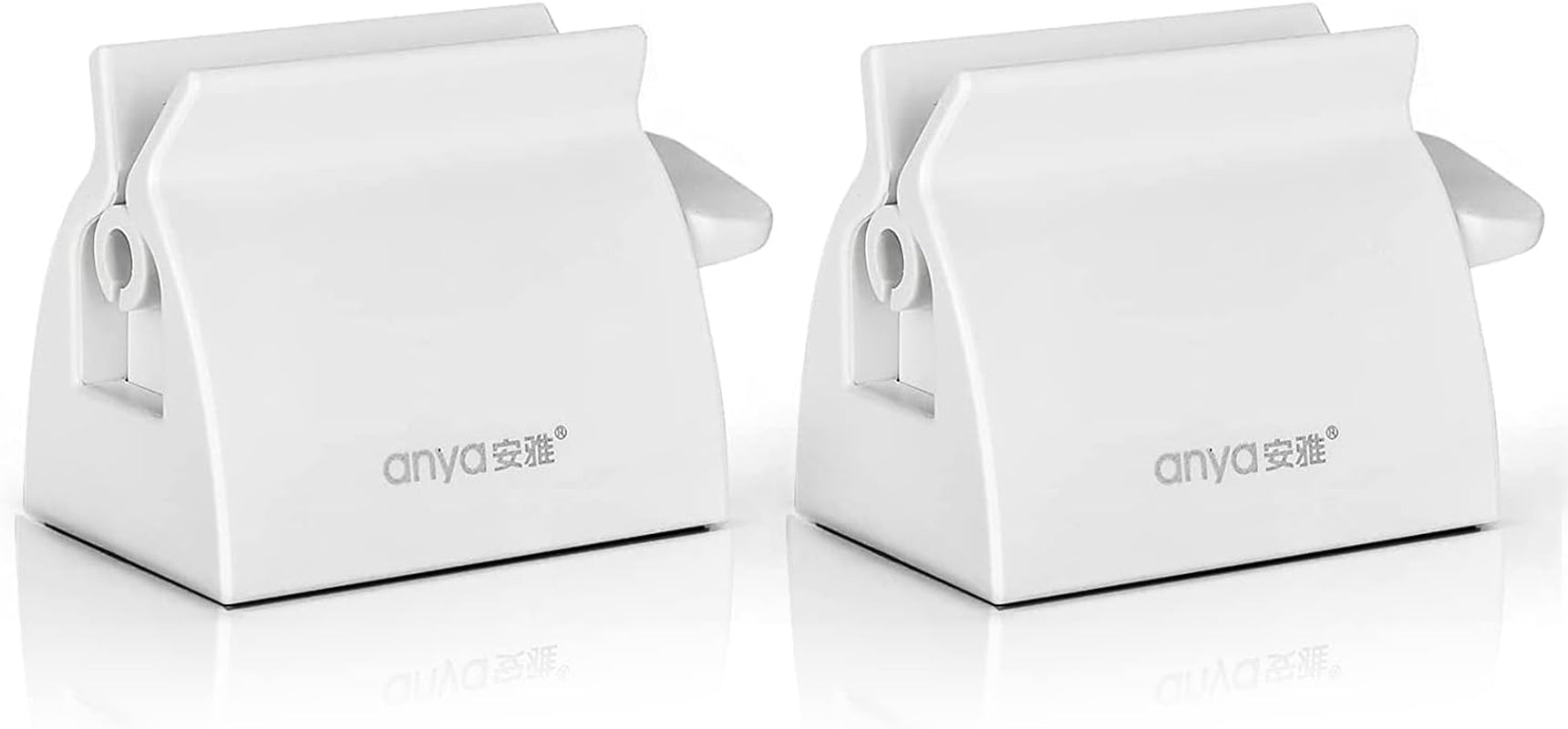 2Pcs-Rolling Tube Toothpaste Squeezer Toothpaste Seat Holder Stand for Bathroom Accessories （White）