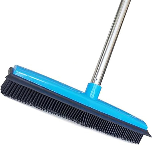 Carpet Rake for Pet Hair Removal, 49" Adjustable Long Handle Advanced Lint Remover Scraper Reusable Pet Hair Removal Tool Cat Dog Fur Rakes Scraper Carpet Broom for Carpets Rugs Mats Couch (Blue)