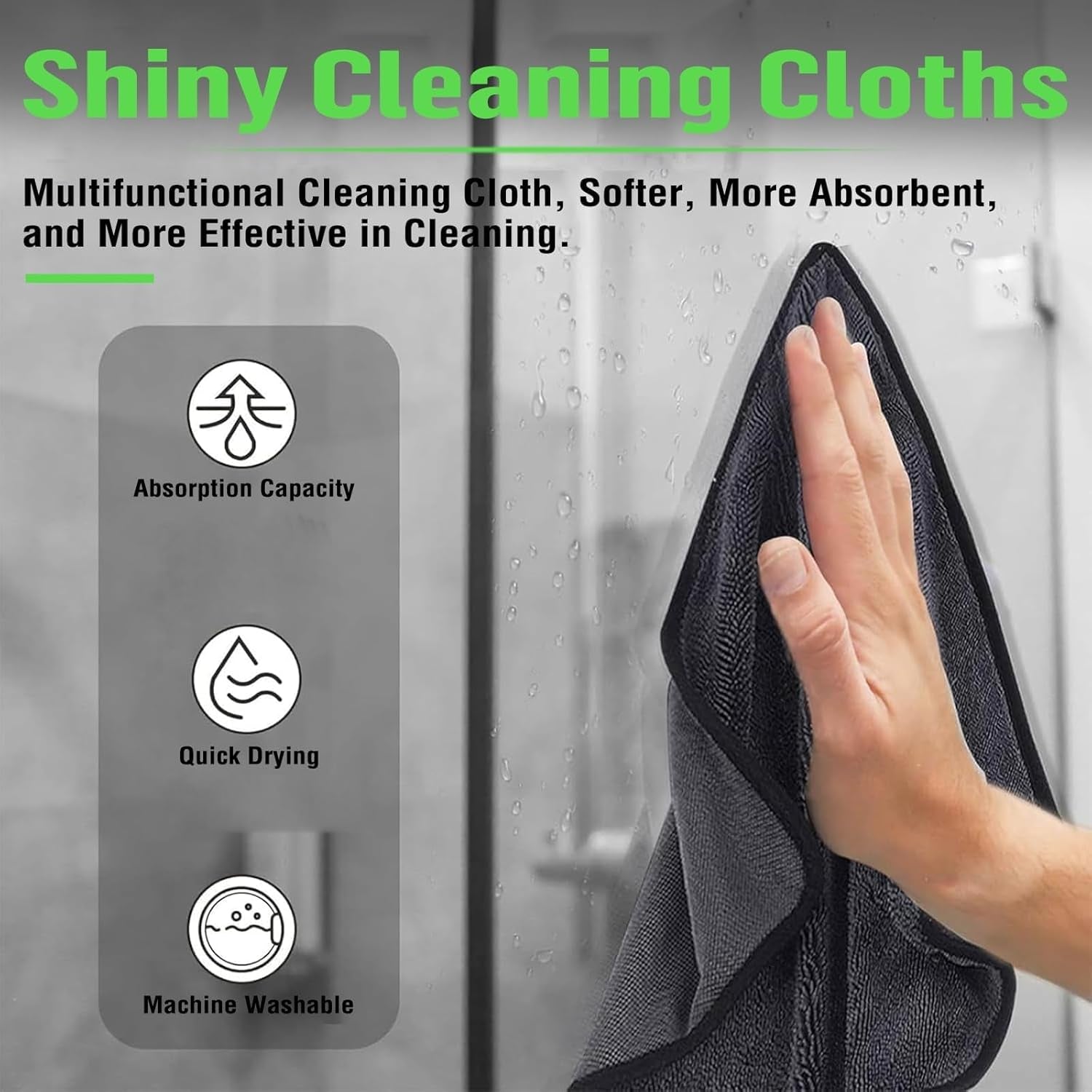 Shiny Bath Wipes Shower Cleaning Cloths, Premium Car Drying Towel | Ultra Absorbent Twisted-Loop Design| Microfiber Towel for Car, Shower Cabin, Household