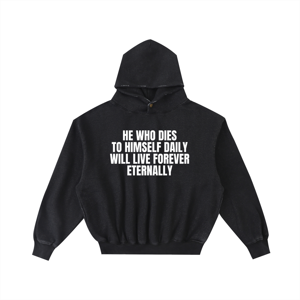 Frayed Enzyme Washed Fleece Hoodie