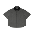 Unisex Striped Boxy Contrast Collar Shirt