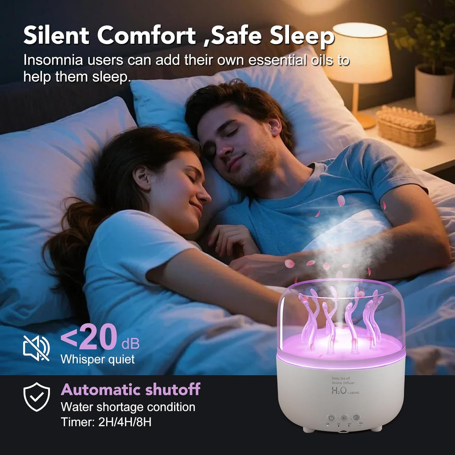 Jellyfish Diffuser 280Ml, Cute Humidifier, with Remote Control Timer, 7 Color LED Night Light, Essential Oiluser Suitable for Home Office, Hotel Spa Yoga Room, Auto Shut-Off