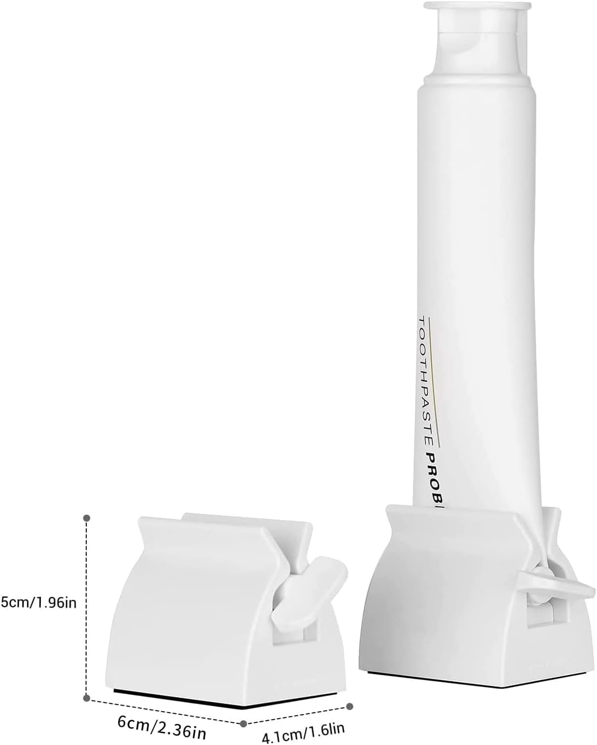2Pcs-Rolling Tube Toothpaste Squeezer Toothpaste Seat Holder Stand for Bathroom Accessories （White）