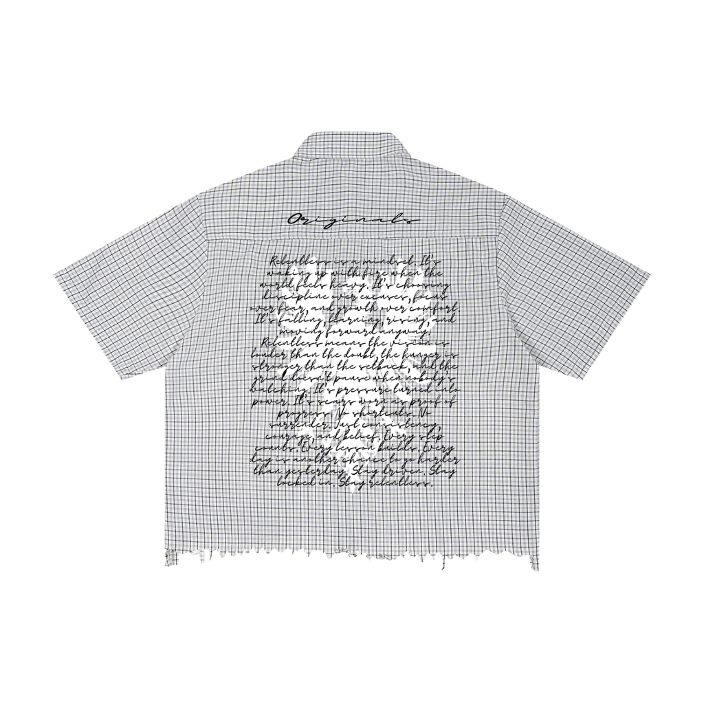 Unisex Distressed Plaid Boxy Shirt