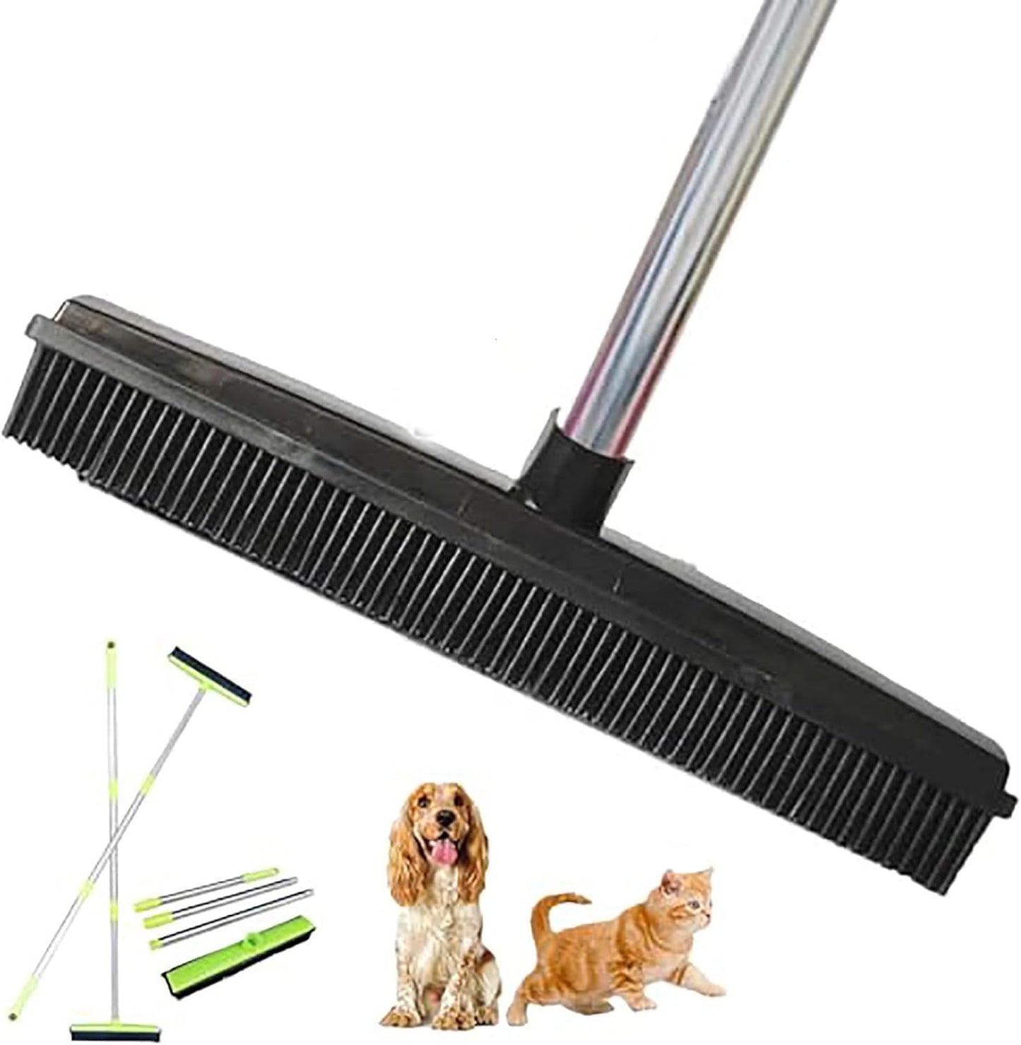 Carpet Rake for Pet Hair Removal, 49" Adjustable Long Handle Advanced Lint Remover Scraper Reusable Pet Hair Removal Tool Cat Dog Fur Rakes Scraper Carpet Broom for Carpets Rugs Mats Couch (Blue)