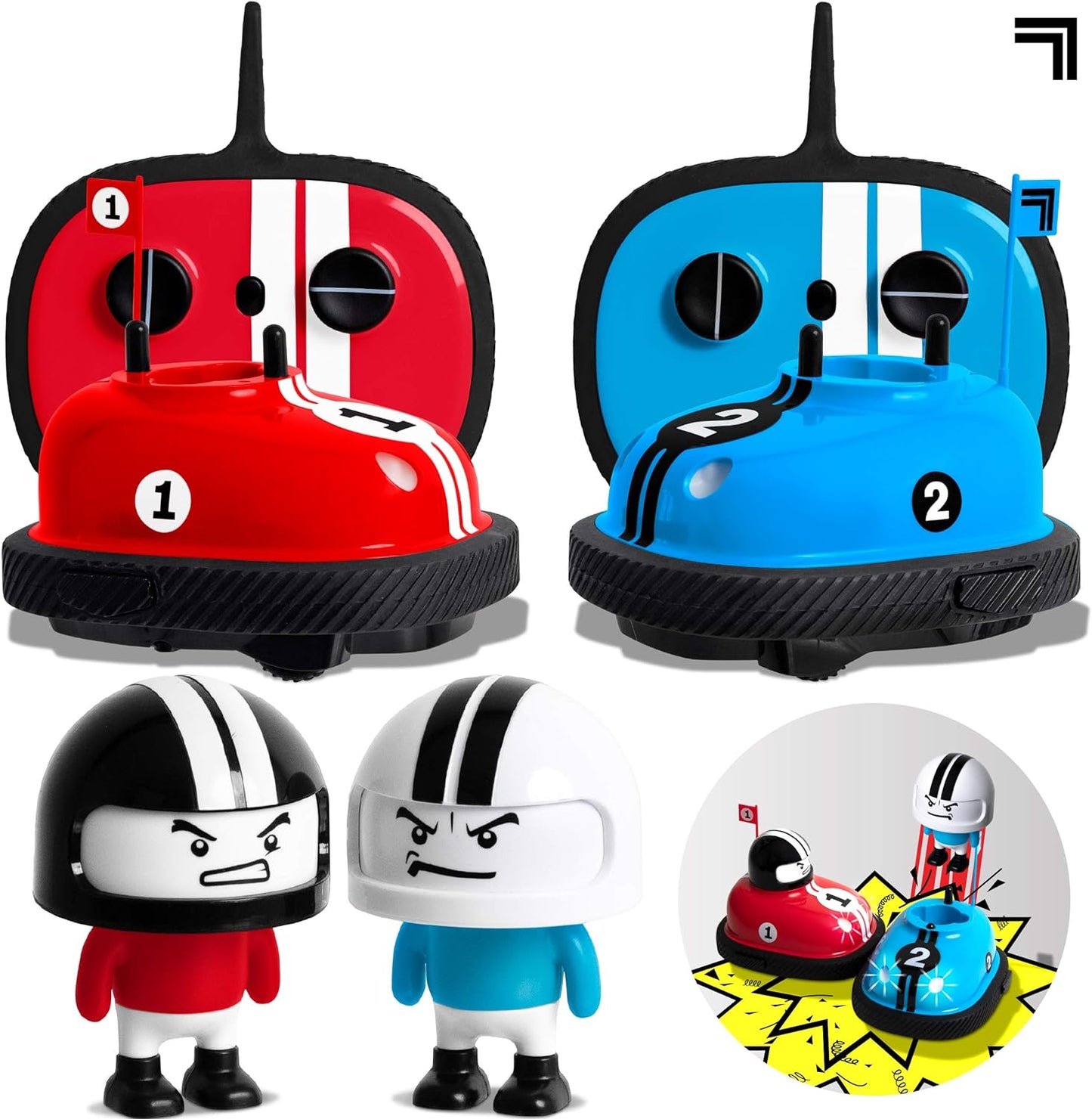 Road Rage Remote Control Cars, Mini RC Speed Ejector Bumper Cars, 2 Player Head to Head Battle Game with Ejecting Drivers, Sounds & Lights, Fun Indoor Kids Toys for Ages 6 and Up