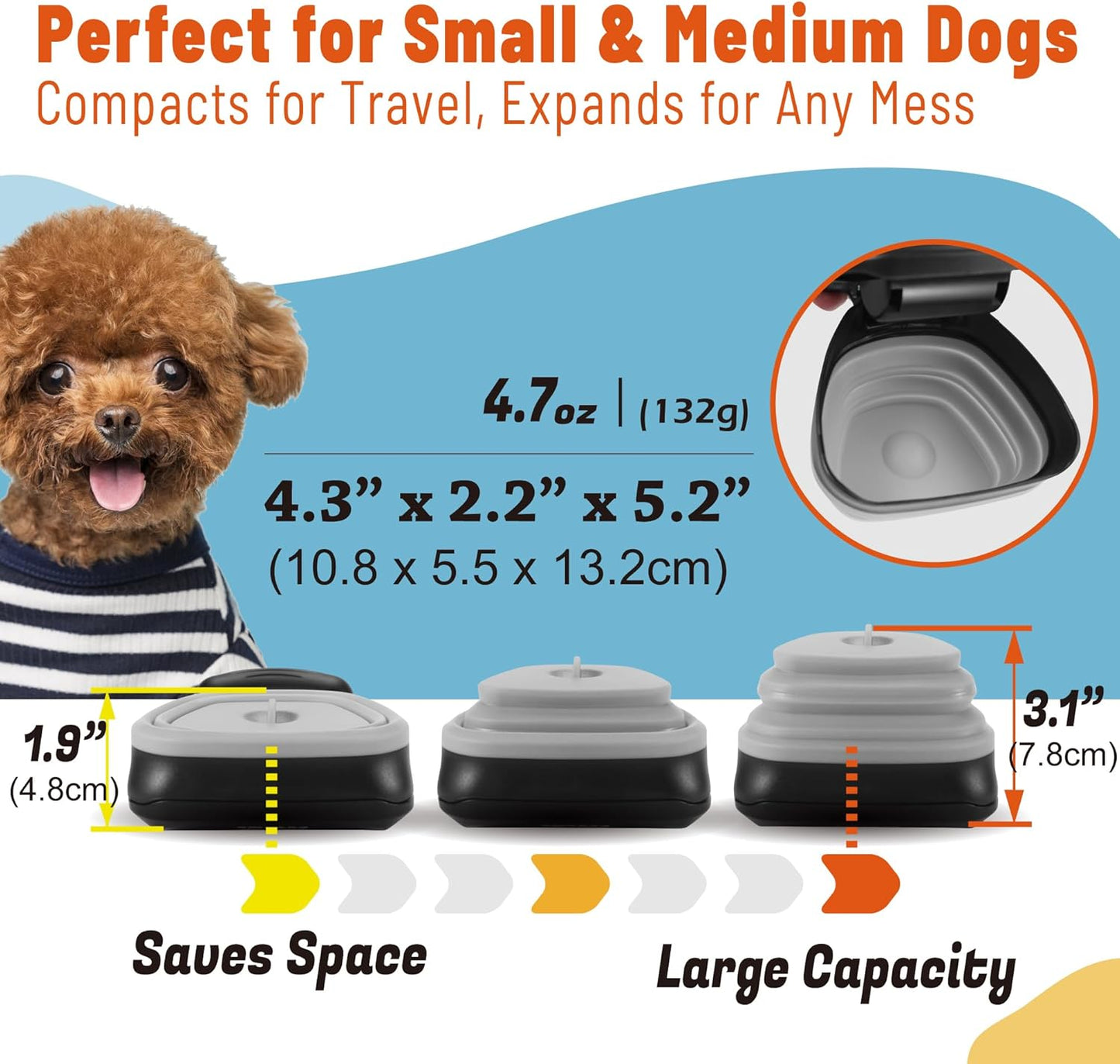 Dog Pooper Scooper – Hands-Free Poop Scooper with Bag Attachment, One-Handed Operation & Built-In Dispenser – Portable Clip-On Pooper Scooper for Small & Medium Dogs (Gray)