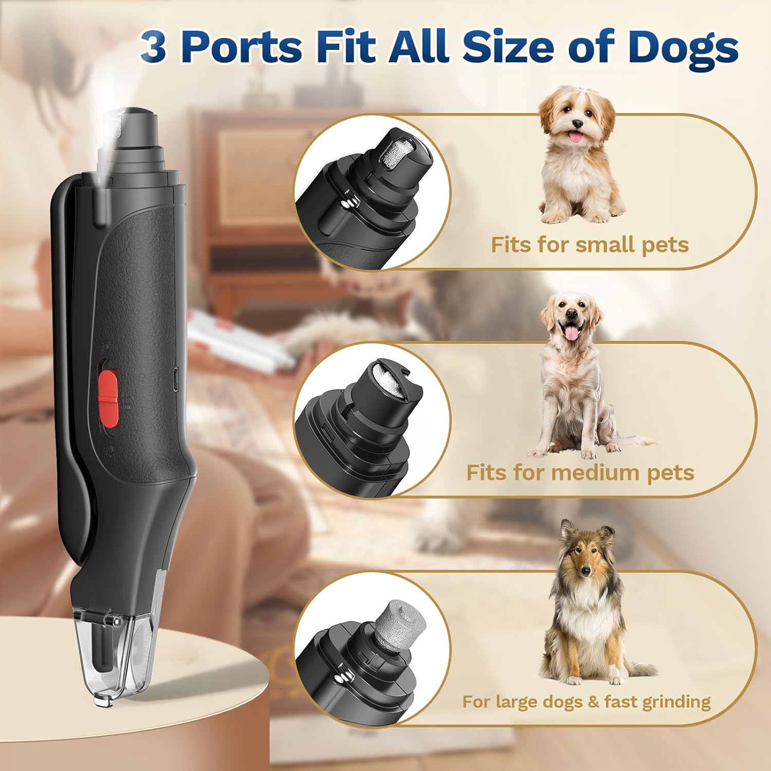 2 in 1 Dog Nail Clippers & Cat Nail Clippers Trimmers for Large Medium Small Dogs Cats Claw Trimmer Quick Sensor and Safety Guard USB Rechargeable Dogs Nail Trimmer with Catcher & 2 LED Lights