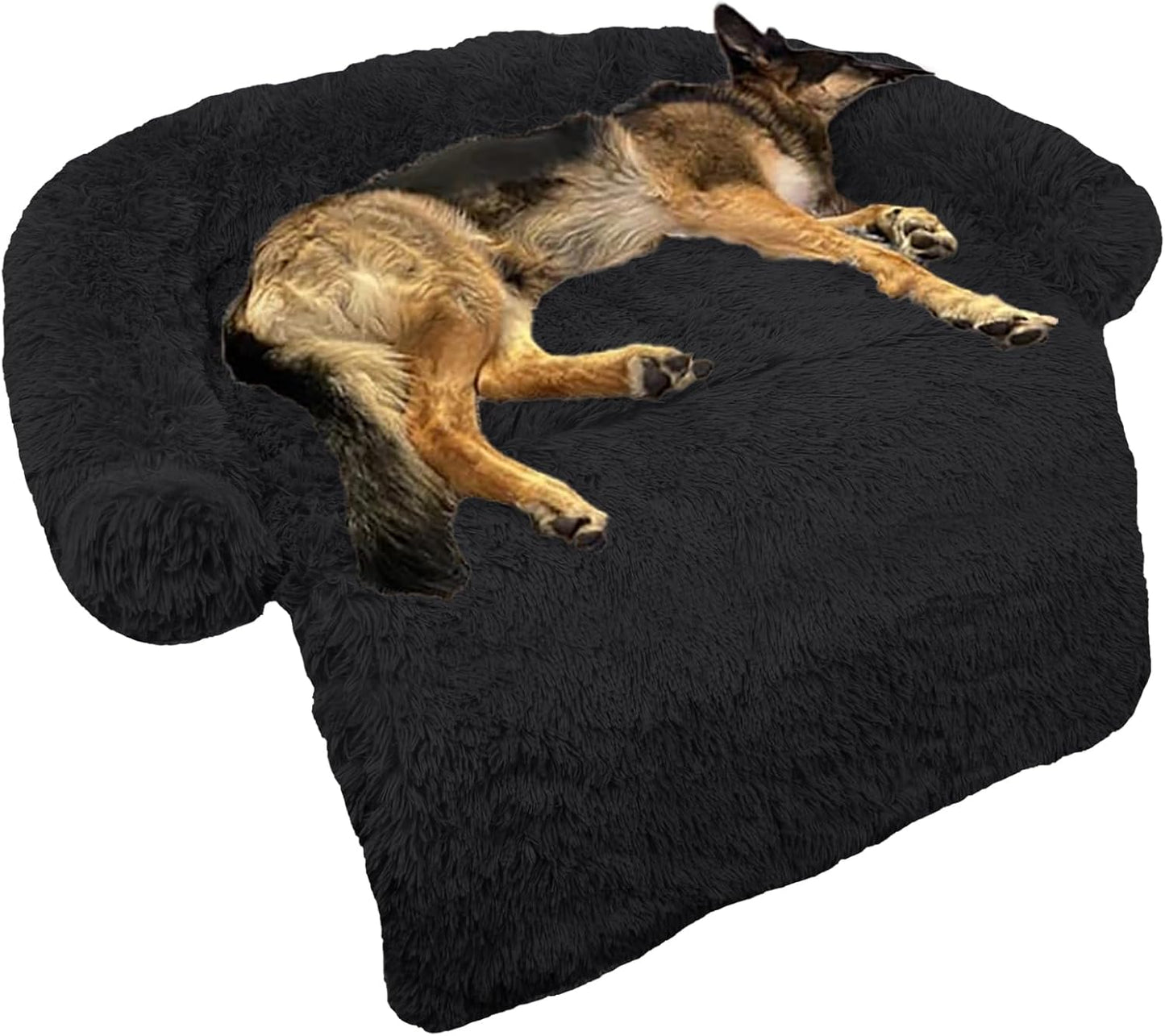 Calming Dog Bed Fluffy Plush Dog Mat for Furniture Protector with Removable Washable Cover for Large Medium Small Dogs and Cats (XS (31"X23.5"X5"), Light Grey)