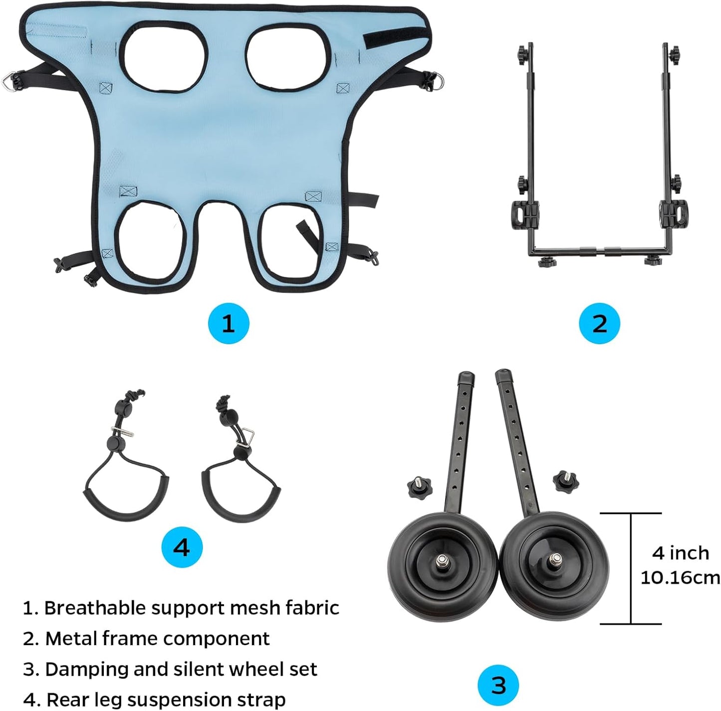Dog Wheelchair for Back Legs, Dog Wheelchair Cart, Doggy/Cat Wheelchairs with Disabled Hind Legs Walking, Mobility Aids for Small Pets Hind Limbs, Dogs Carts with Wheels, Light Weight,S