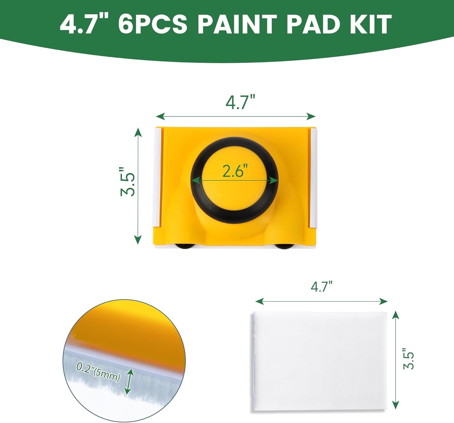 Paint Edger with 5Pcs Replace Pads, Paint Pad, Edge Painting Tool for Wall Paint Pad Applicator for Ceilings Corner Edges Painter Trim Painting Supplies Trimmer