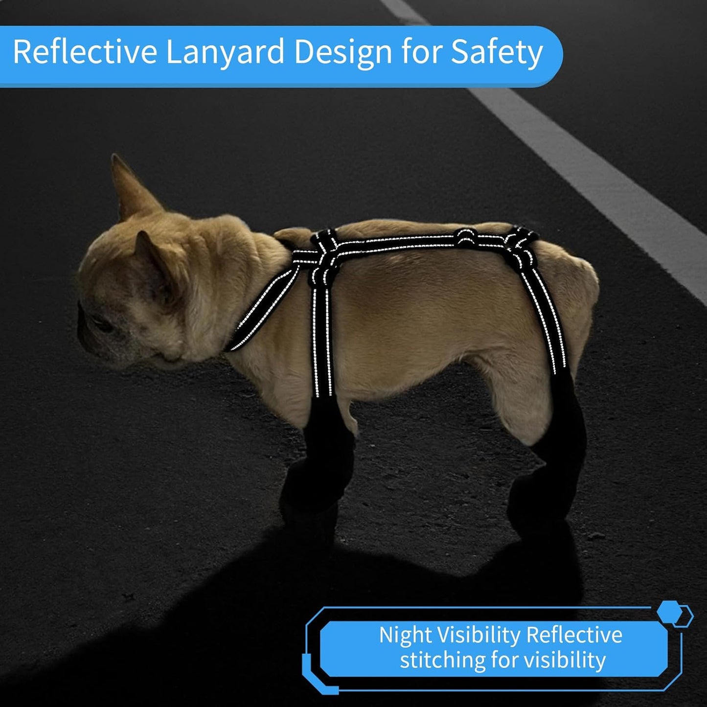 Waterproof Dog Boots for Small/Medium Dogs -Dog Paw Protectors Dog Suspender Boots Anti-Slip Pet Shoes for Outdoor Walking, Reflective Stay-On,Dirt-Proof Comfortable Booties (Black, Small)