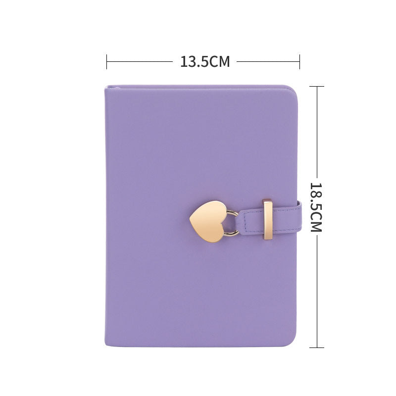 Fashion Creative Heart-shaped Sheepskin Lock Journal