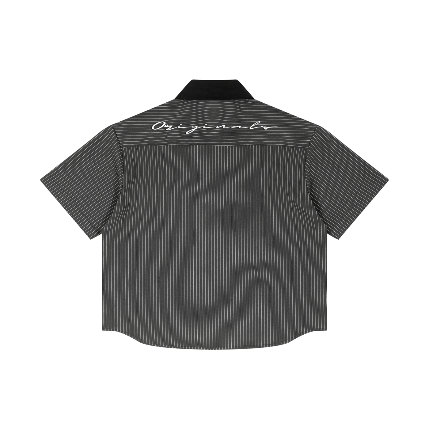 Unisex Striped Boxy Contrast Collar Shirt