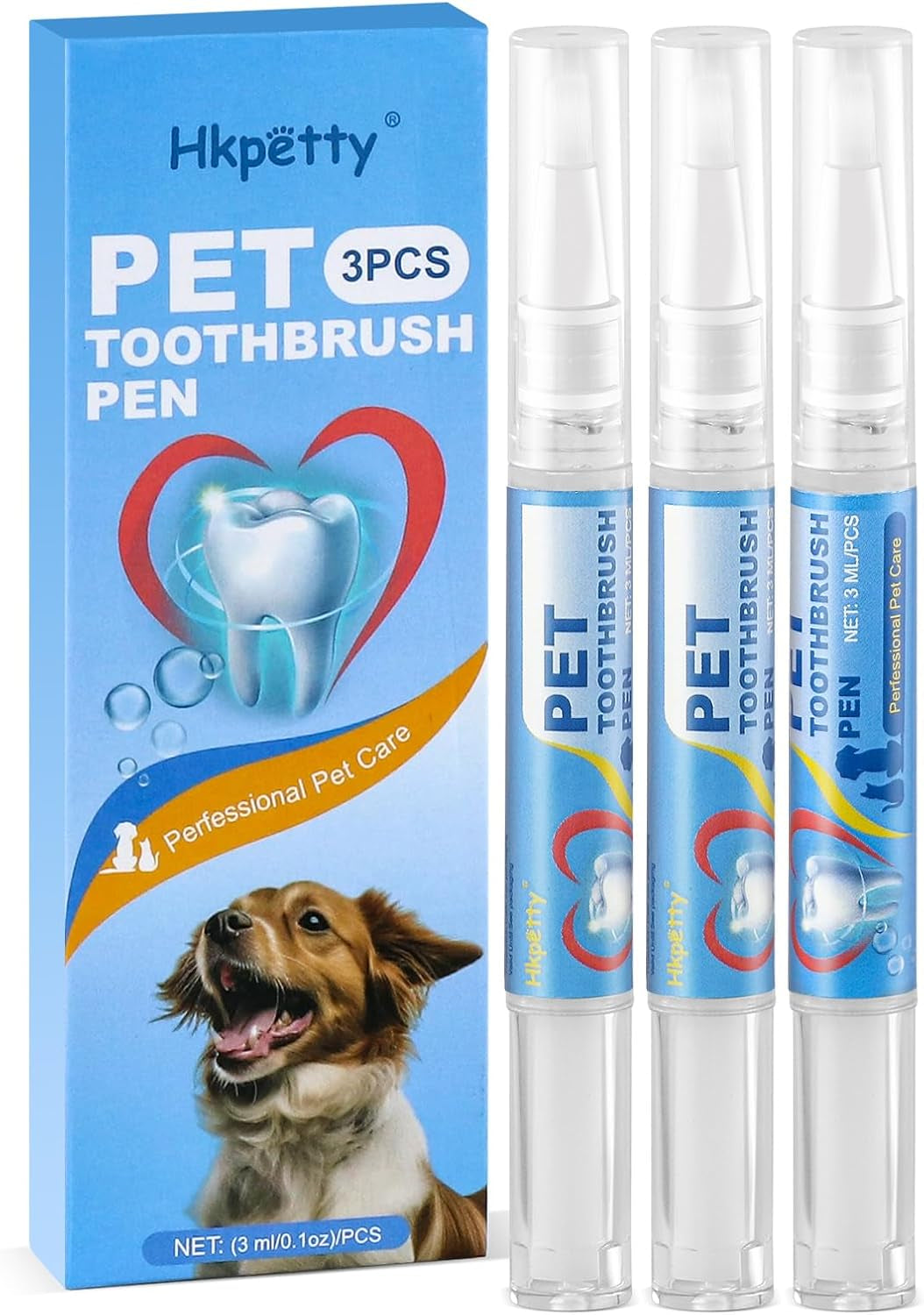 3PCS Pet Toothbrush Pen,Teeth Brightening Pen for Dog-Pet Dog/Cat Teeth Cleaning Pen for Dental Care,Dogs Cats Natural Plants Tartar Remover Tool