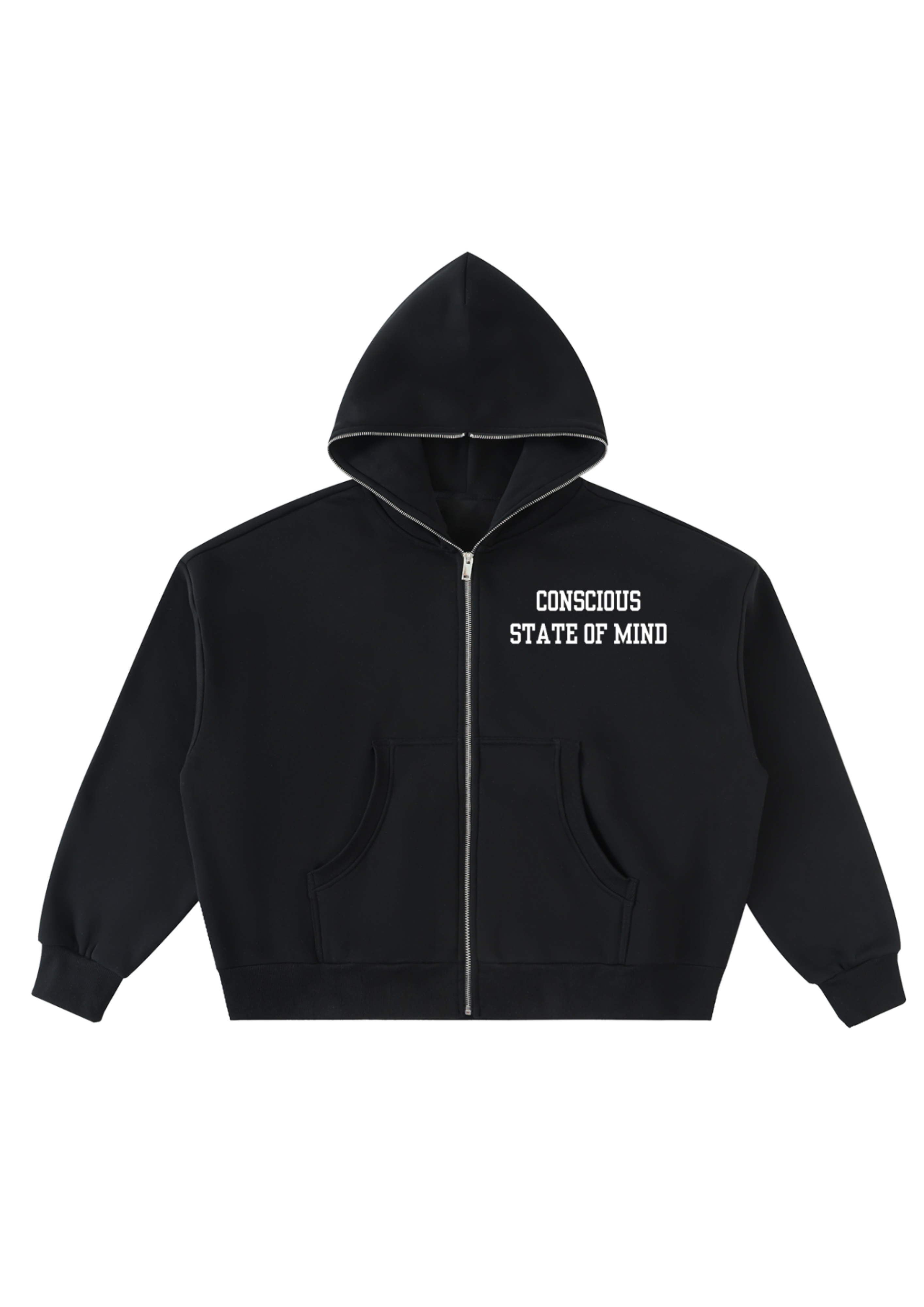 FLEECED FULL-ZIP BOXY HOODIE