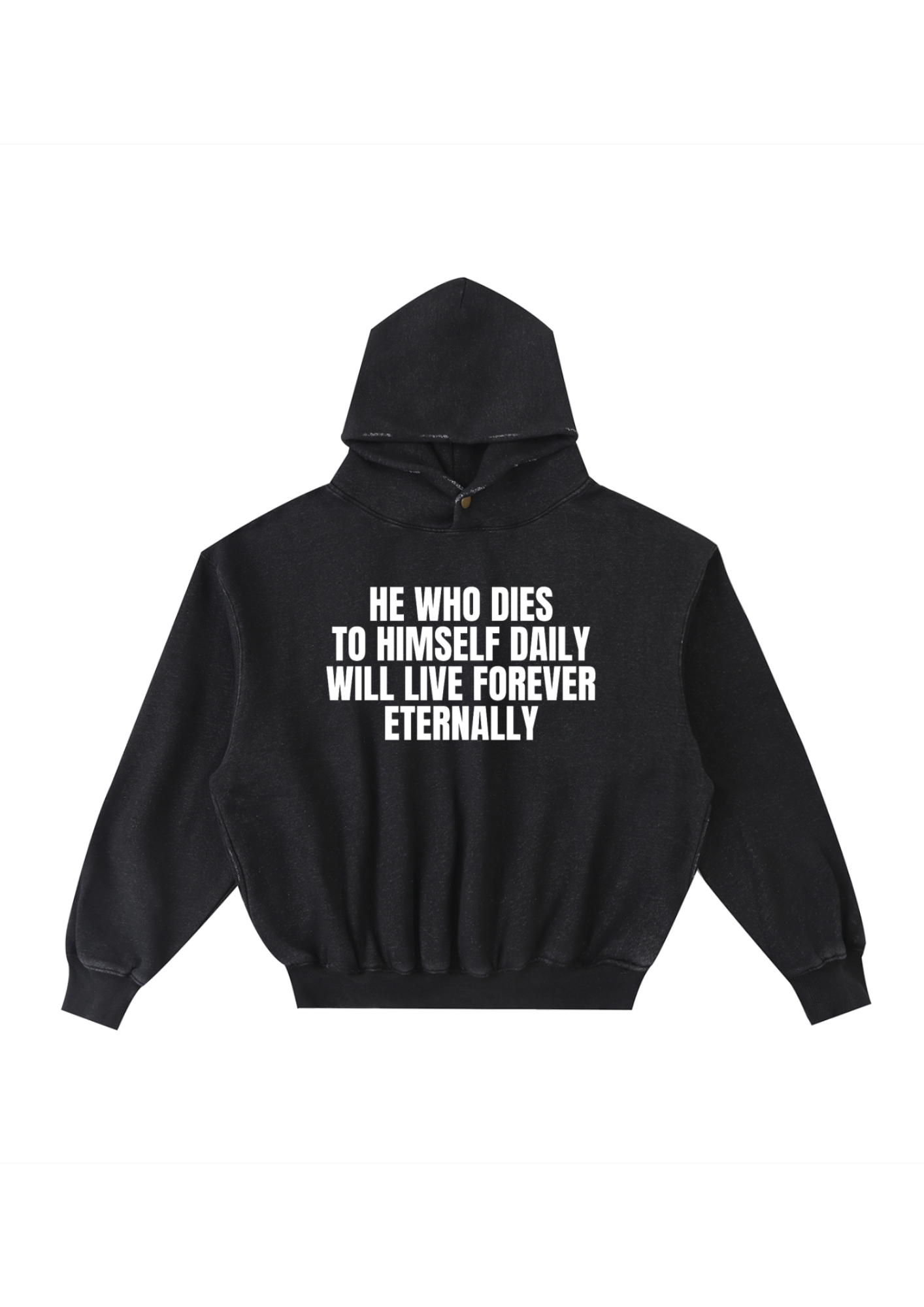 Frayed Enzyme Washed Fleece Hoodie