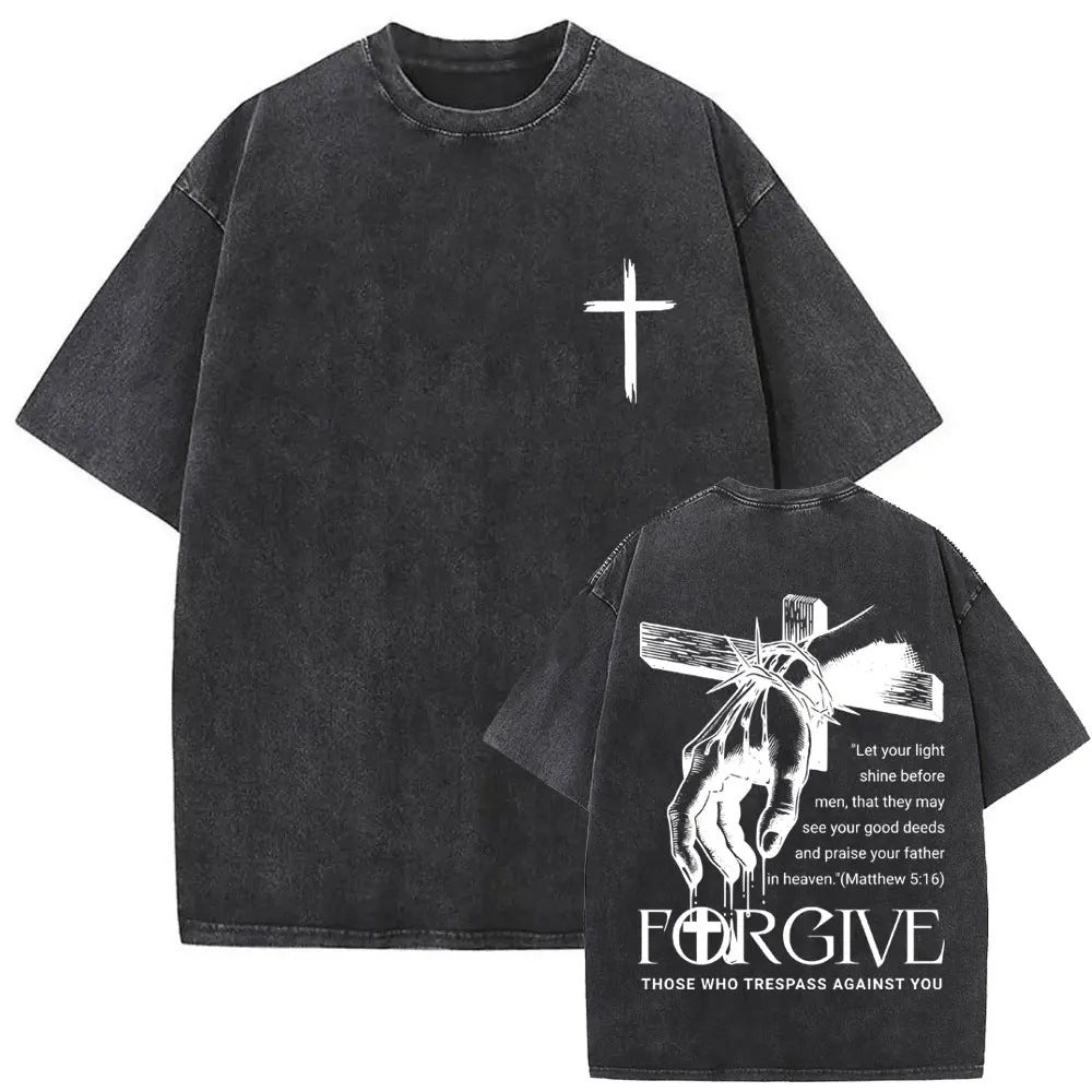 Christian Religious Jesus Forgive Them Father Vintage Washed T-shirt