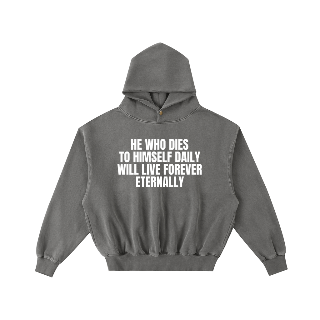 Frayed Enzyme Washed Fleece Hoodie