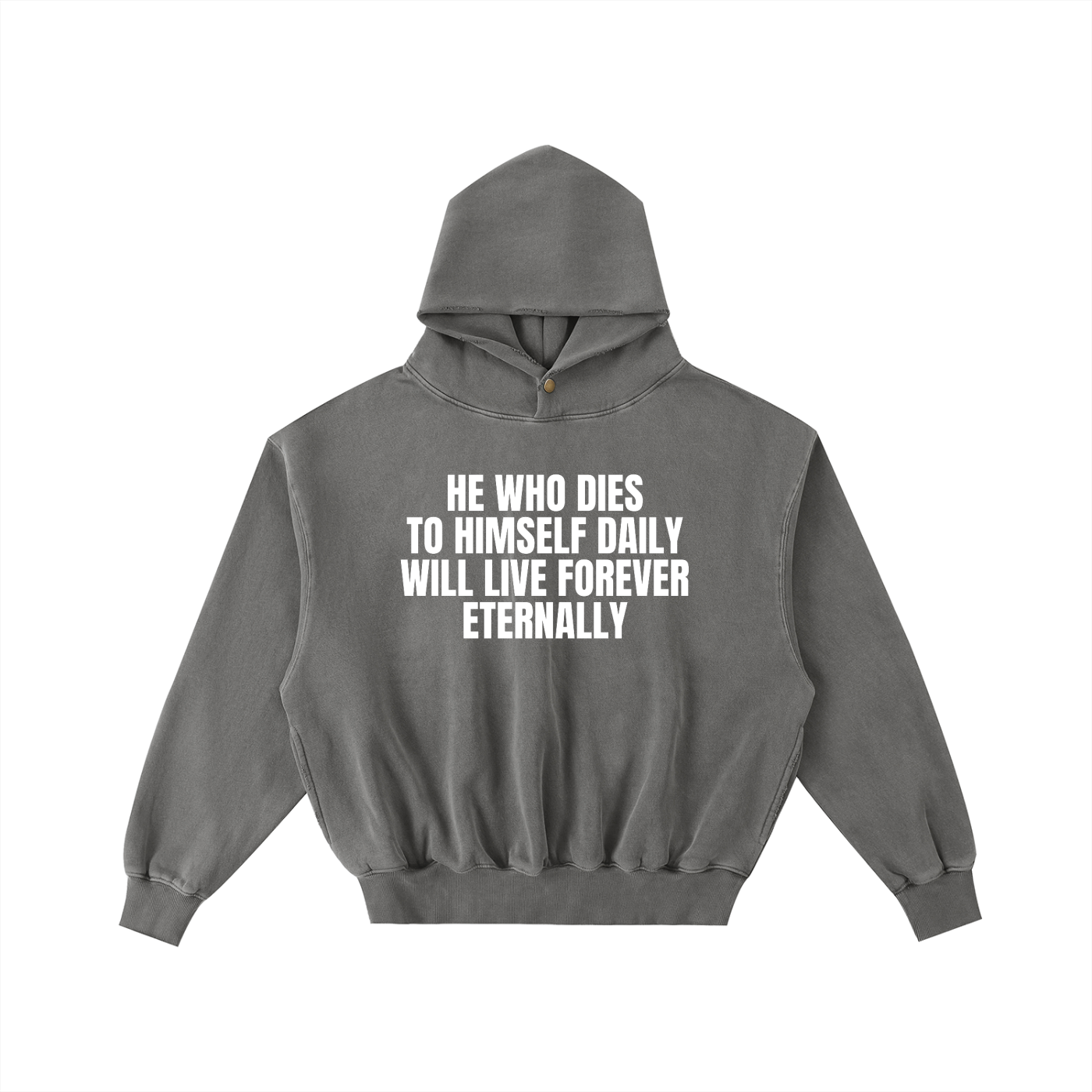 Frayed Enzyme Washed Fleece Hoodie