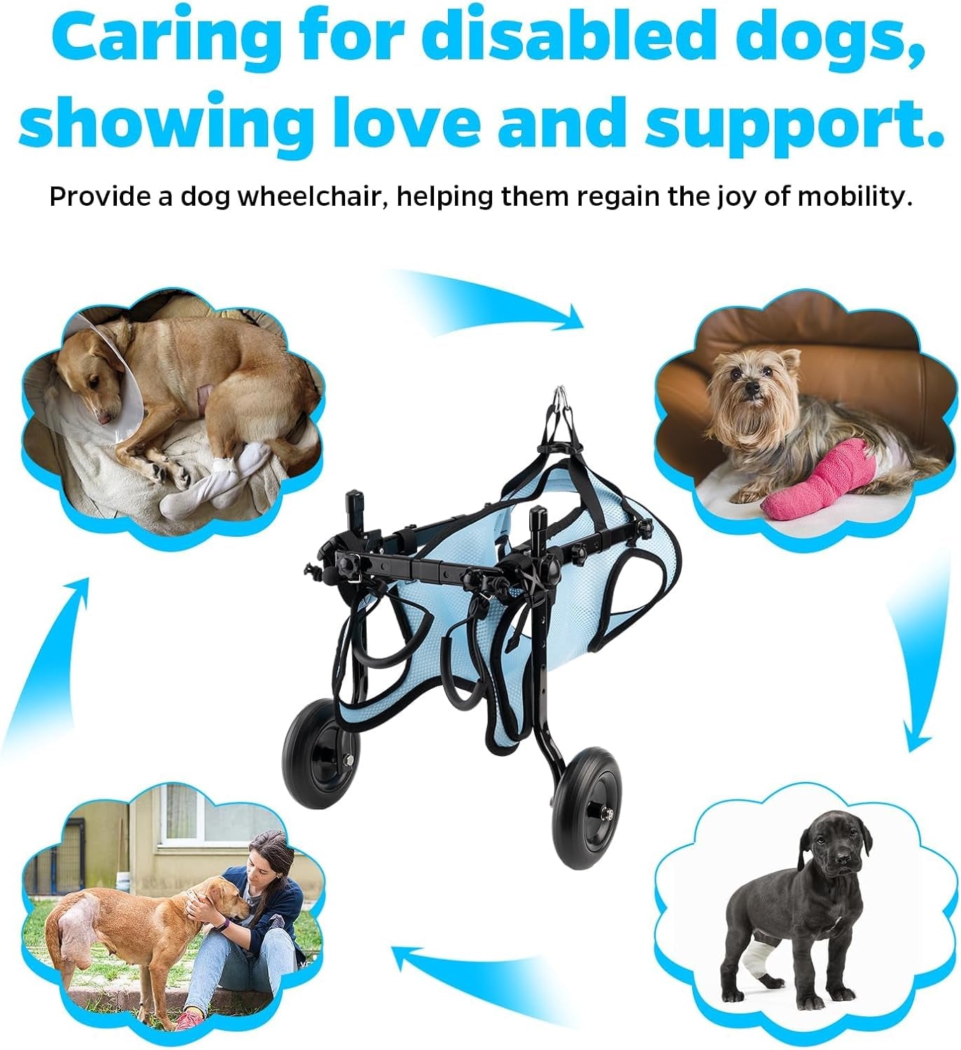 Dog Wheelchair for Back Legs, Dog Wheelchair Cart, Doggy/Cat Wheelchairs with Disabled Hind Legs Walking, Mobility Aids for Small Pets Hind Limbs, Dogs Carts with Wheels, Light Weight,S