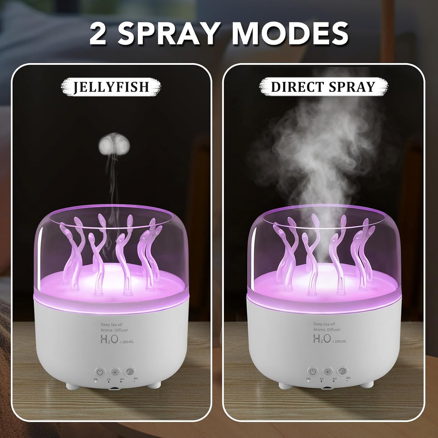 Jellyfish Diffuser 280Ml, Cute Humidifier, with Remote Control Timer, 7 Color LED Night Light, Essential Oiluser Suitable for Home Office, Hotel Spa Yoga Room, Auto Shut-Off