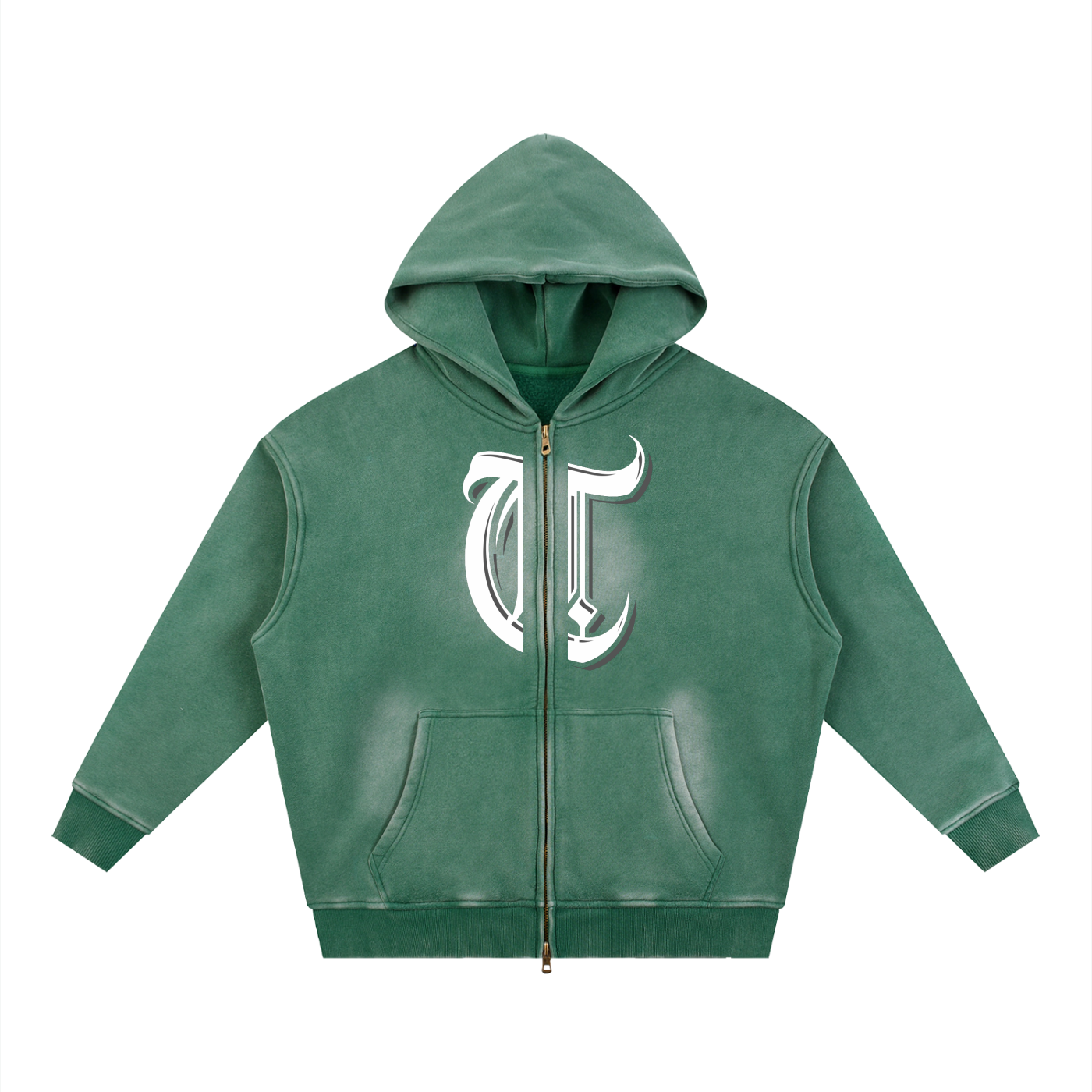 Sunfade Two-way Zipper Boxy Fleece Hoodie
