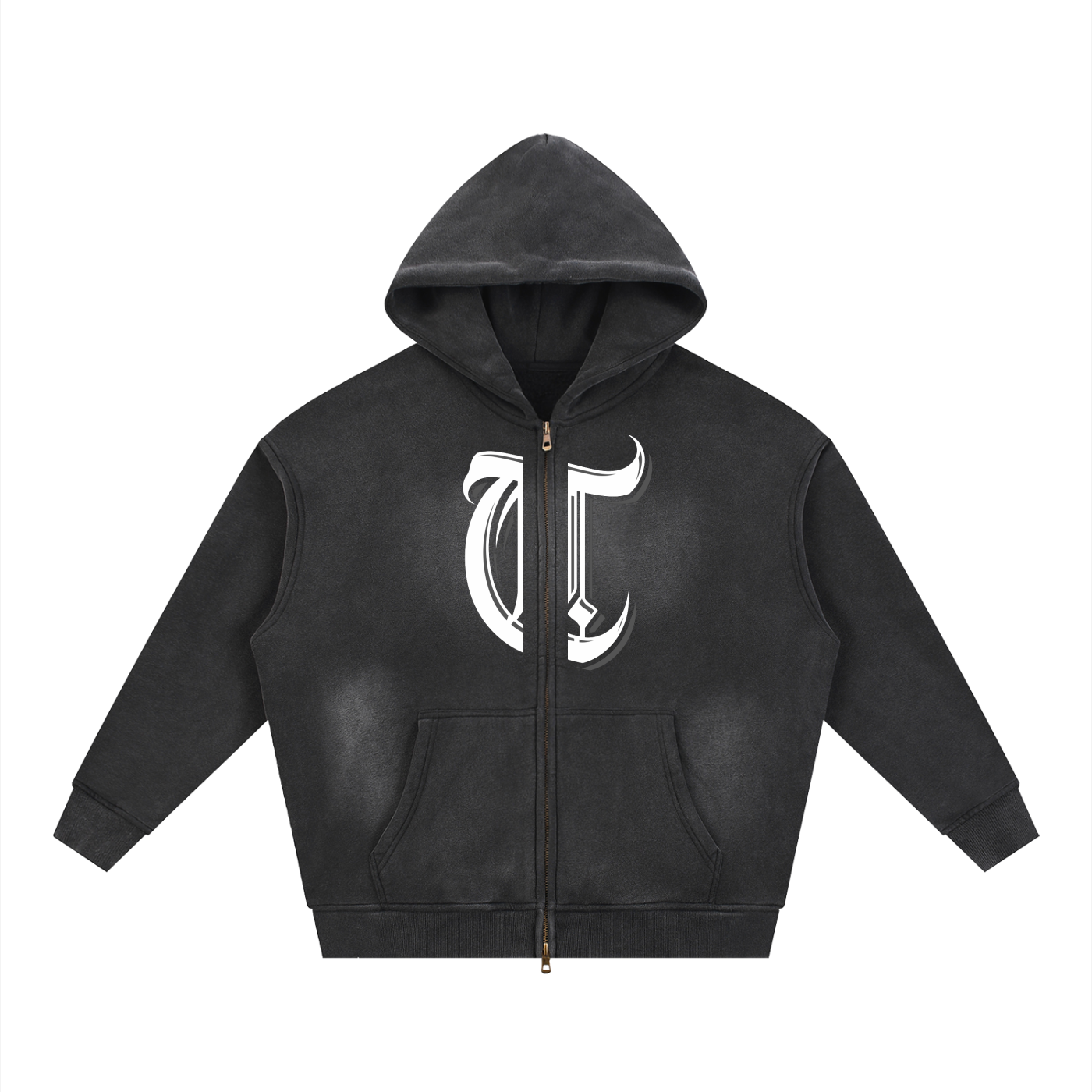 Sunfade Two-way Zipper Boxy Fleece Hoodie