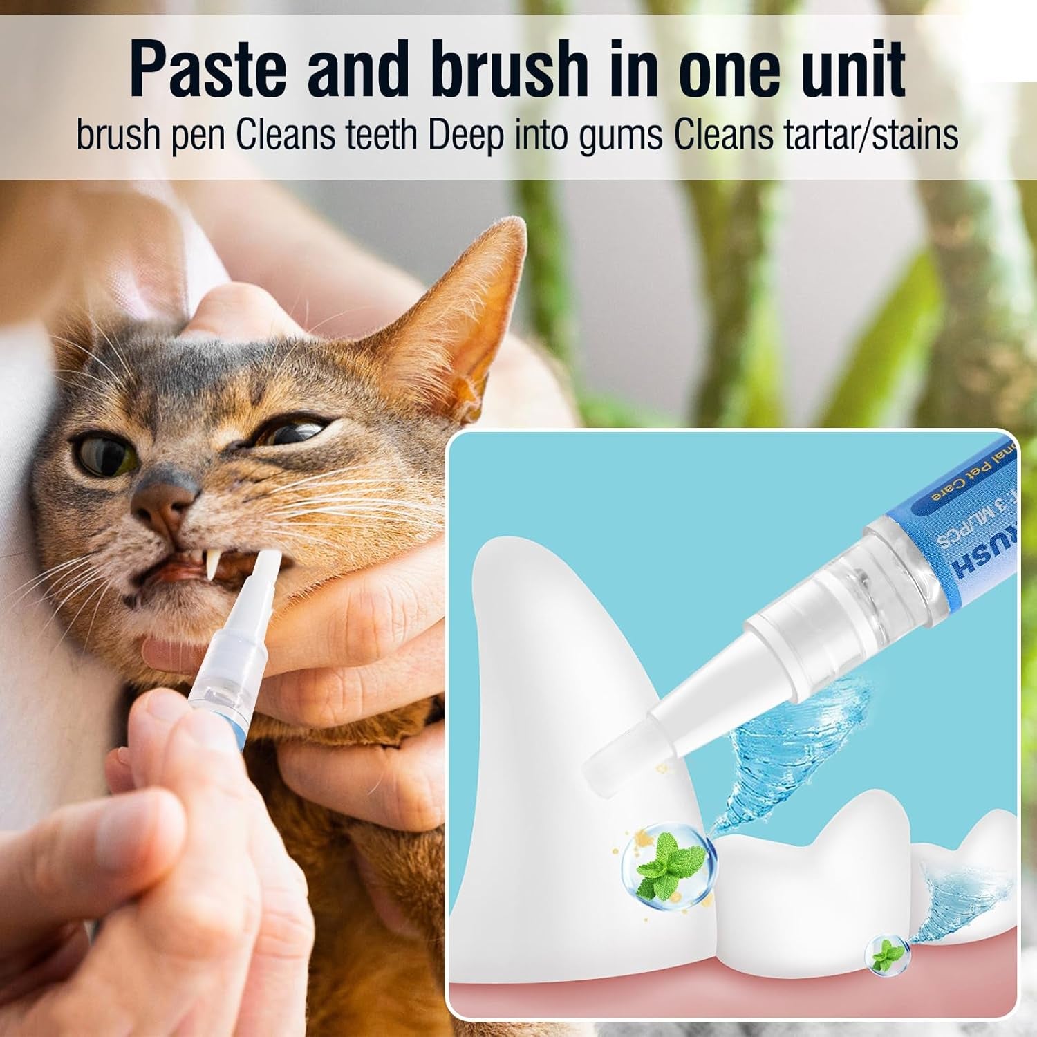 3PCS Pet Toothbrush Pen,Teeth Brightening Pen for Dog-Pet Dog/Cat Teeth Cleaning Pen for Dental Care,Dogs Cats Natural Plants Tartar Remover Tool