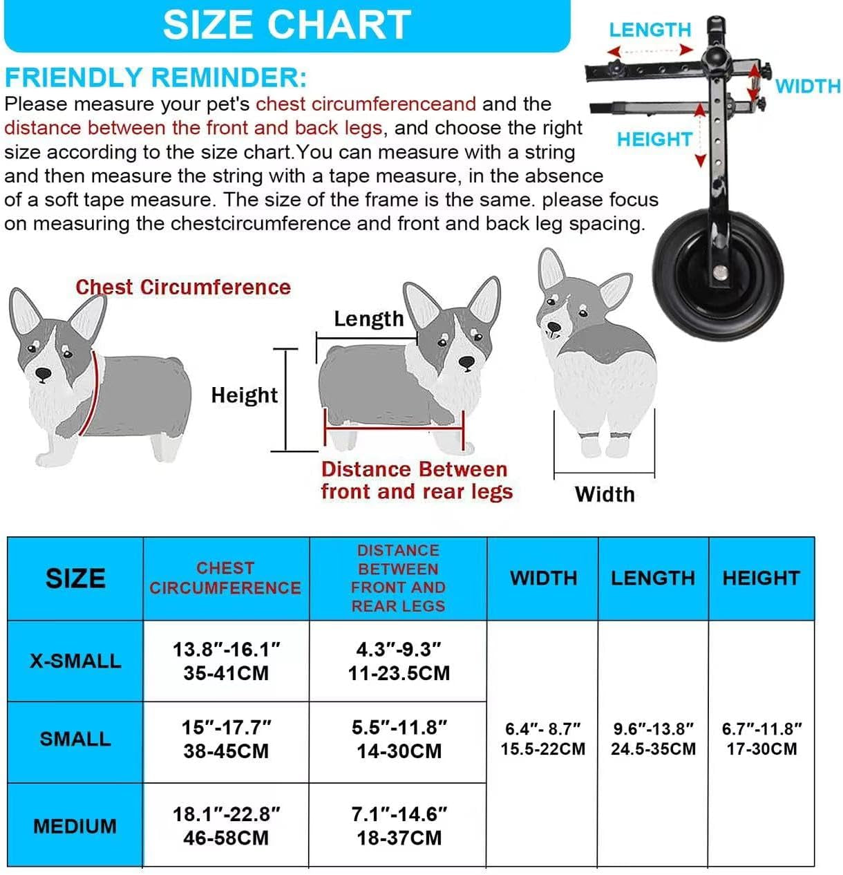 Dog Wheelchair for Back Legs, Dog Wheelchair Cart, Doggy/Cat Wheelchairs with Disabled Hind Legs Walking, Mobility Aids for Small Pets Hind Limbs, Dogs Carts with Wheels, Light Weight,S