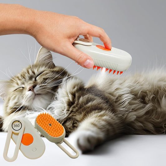 4-In-1 Steam Brush for Dogs & Cats - Pet Grooming Brush with Steam, Deshedding, Bath Spray & Massage, Professional Grooming Tool for Indoor Cats and Long/Short Hair Pets​​ (Green)